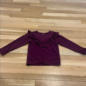 Tea Collection Maroon Long Sleeve Ruffle Tee